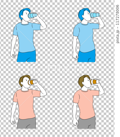 Illustration of a man drinking a cup of coffee 117278006