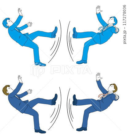 足を滑らせているビジネスパーソン（男性）イラスト素材 117278036