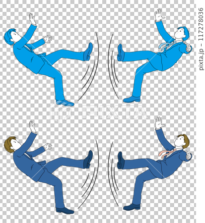 足を滑らせているビジネスパーソン（男性）イラスト素材 117278036