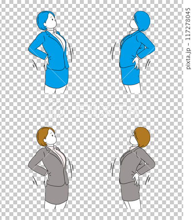 Illustration of a business person (female) stretching 117278045