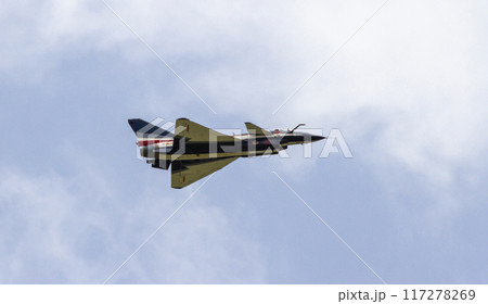 Chengdu J-10 Fighter Jet Of Chinese Air Force In Aerial Demonstration At Singapore Airshow. 117278269
