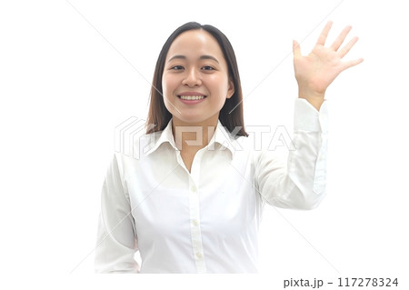 あいさつをする日本人女性 あいさつをする日本人女性 117278324