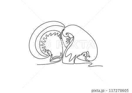 Continuous one line drawing whole healthy organic mushrooms for farming and cooking logo identity. Freshness toadstool concept for vegetable icon. Single line draw design vector graphic illustration Continuous one line drawing whole healthy organic mushrooms for farming and cooking logo identity. Freshness toadstool concept for vegetable icon. Single line draw design vector graphic illustration 117278605
