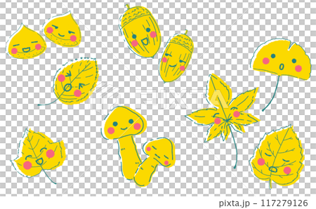 Autumn cute character illustration set Autumn taste Autumn illustration material 117279126