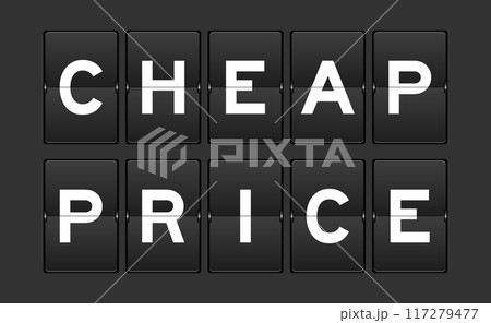 Black color analog flip board with word cheap price on gray background 117279477