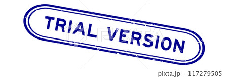Grunge blue trial version word rubber seal stamp on white background 117279505