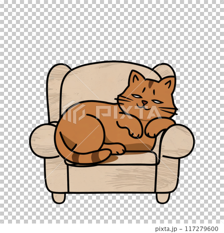 a cat lying on the sofa a cat lying on the sofa 117279600