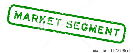 Grunge green market segment word square rubber seal stamp on white background 117279651