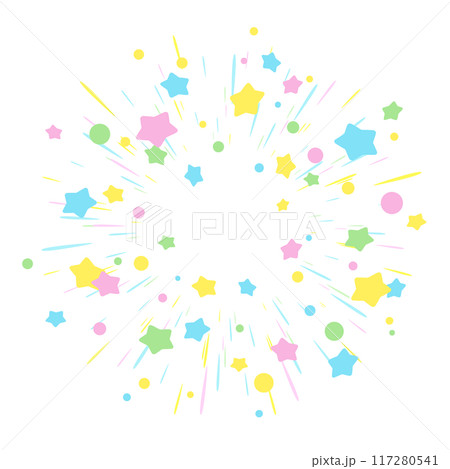 爆発の光と星が広がるエフェクトのイラスト 117280541