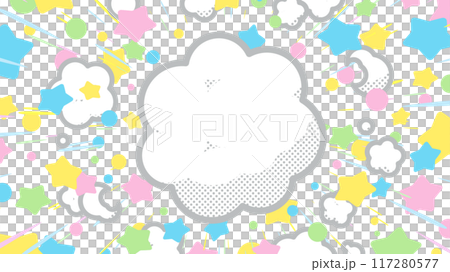 Cute explosion background illustration with smoke and stars spreading_16:9 117280577