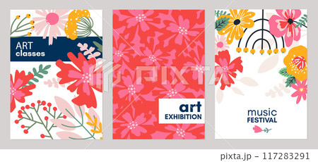 Abstract creative universal artistic templates. Suitable for poster, business card, invitation, flyer, banner, brochure, email header, post in social networks, advertising, events and page cover. 117283291