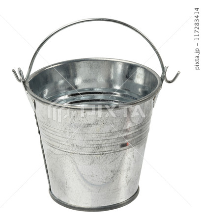 Empty aluminum bucket on isolated background Empty aluminum bucket on isolated background 117283414