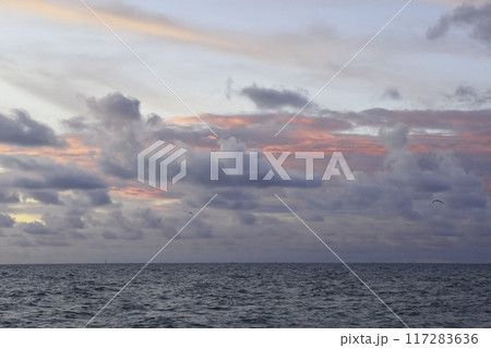 Sunset Sky Over The Sea, Beautiful Cloudscape, Dramatic Landscape 117283636