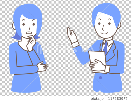 男推銷員向女顧客解釋 117283975