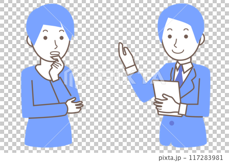 男性客に接客する男性営業マン 117283981