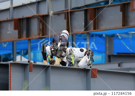 高所作業者　高い所で作業する人 117284156