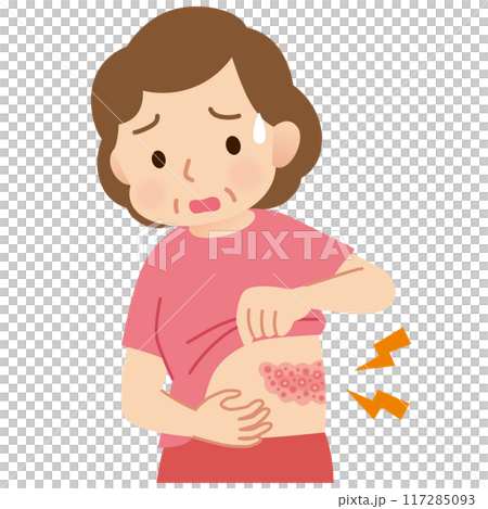 中年婦女因帶狀皰疹疼痛的症狀 117285093