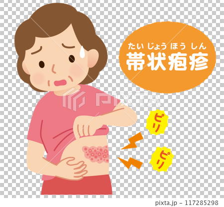 中年婦女因帶狀皰疹疼痛的症狀 117285298