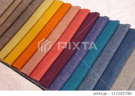 Colorful fabric samples in different colors Colorful fabric samples in different colors 117285786