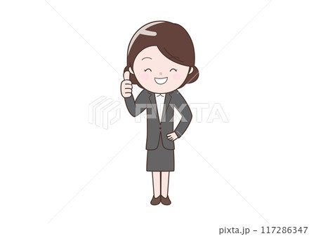 立って「いいね」ビジネスウーマン 立って「いいね」ビジネスウーマン 117286347