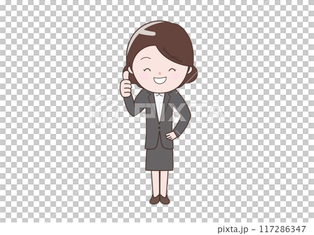 立って「いいね」ビジネスウーマン 立って「いいね」ビジネスウーマン 117286347