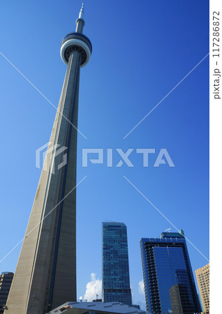 美しい青空と高いタワー 117286872