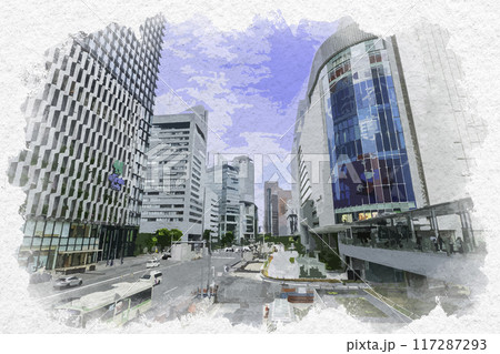 水彩画風 梅田 JR大阪駅 百貨店口 大阪府大阪市 水彩画風 梅田 JR大阪駅 百貨店口 大阪府大阪市 117287293