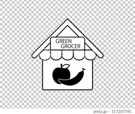 蔬果商的簡單黑白插圖 117287591