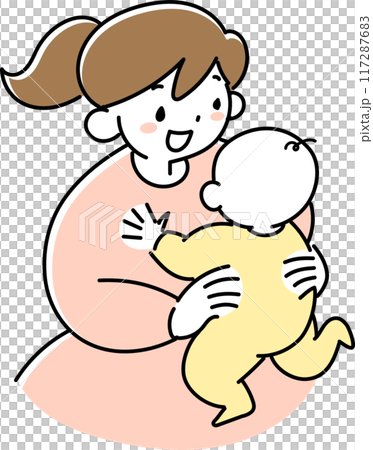 微笑著抱著嬰兒的媽媽 微笑著抱著嬰兒的媽媽 117287683