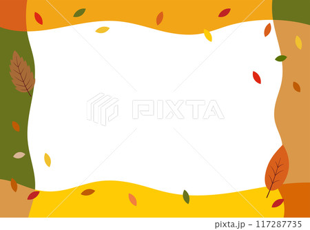 秋の紅葉の落ち葉フレーム背景26の5 117287735