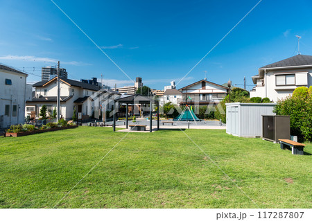 中原もみじ防災公園 全景 住宅街 京王線つつじヶ丘駅 北口 夏晴れの青空 東京都三鷹市 中原もみじ防災公園 全景 住宅街 京王線つつじヶ丘駅 北口 夏晴れの青空 東京都三鷹市 117287807
