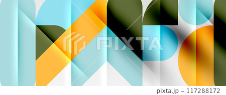 Round shapes, circles and lines minimal geometric background. Vector Illustration For Wallpaper, Banner, Background, Card, Book Illustration, landing page 117288172