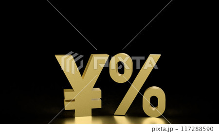 The Gold yen symbol and zero percent for Japan Business concept 3d rendering The Gold yen symbol and zero percent for Japan Business concept 3d rendering 117288590