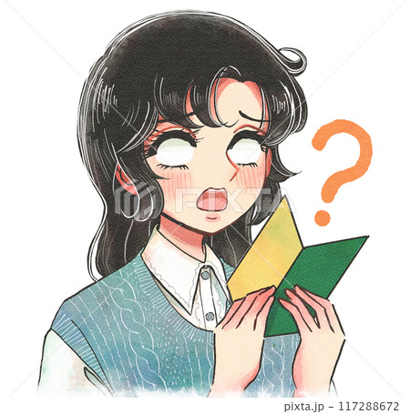 何もわからない…若葉マークを持っている初心者のイラスト 117288672