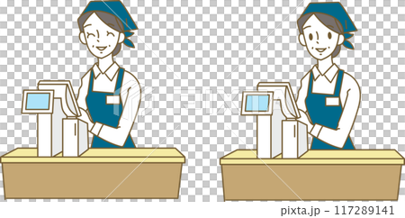 女服務生在收銀台為顧客服務 117289141