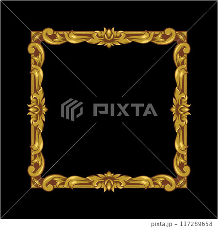 Gold Frame With A Floral Design Retro Ornamental Frame Vintage Rectangle Ornament Border Vector 117289658