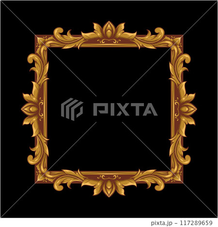 Gold Frame With A Floral Design Retro Ornamental Frame Vintage Rectangle Ornament Border Vector 117289659