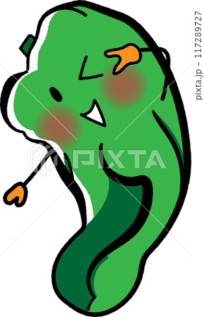 ポーズをとるかわいい規格外ピーマンのキャラクター ポーズをとるかわいい規格外ピーマンのキャラクター 117289727