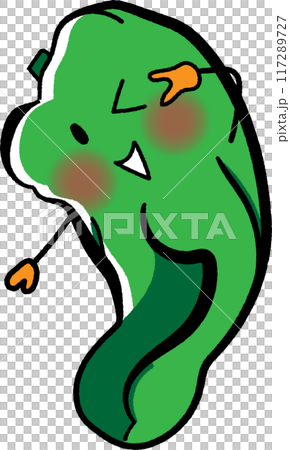 ポーズをとるかわいい規格外ピーマンのキャラクター ポーズをとるかわいい規格外ピーマンのキャラクター 117289727