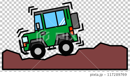 在崎嶇道路上駕駛私人四輪驅動車輛的插圖 在崎嶇道路上駕駛私人四輪驅動車輛的插圖 117289769