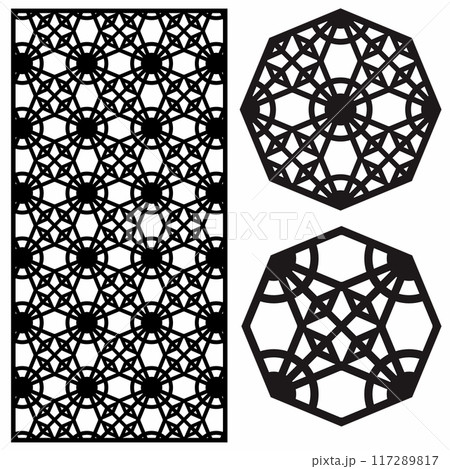 Vector Cutting Laser Motif Partition fences Facade, seamless Pattern Vector Cutting Laser Motif Partition fences Facade, seamless Pattern 117289817