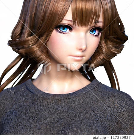 青い目をした女性イラストタッチのデザイン 117289927