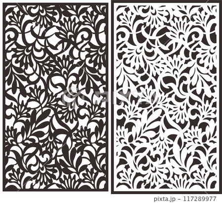 Vector Cutting Laser Motif Partition Fences Facade, Seamless Pattern 117289977