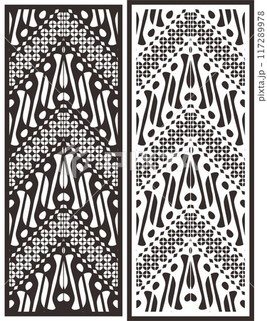 Vector Cutting Laser Motif Partition Fences Facade, Seamless Pattern 117289978