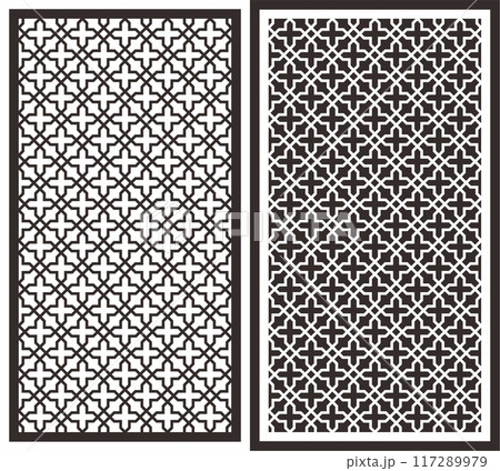 Vector Cutting Laser Motif Partition Fences Facade, Seamless Pattern Vector Cutting Laser Motif Partition Fences Facade, Seamless Pattern 117289979