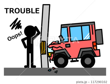 愛車のRVで事故をして大惨事のイラスト 117290102