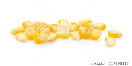 yellow corn grains on white yellow corn grains on white 117290513