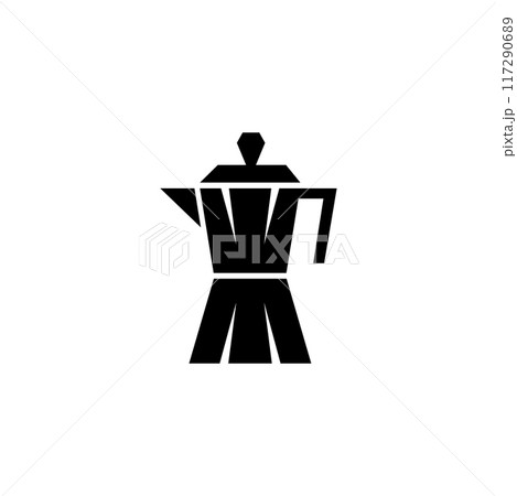 Stylized vector icon of a classic espresso maker, perfect for coffee lovers and kitchenware designs 117290689