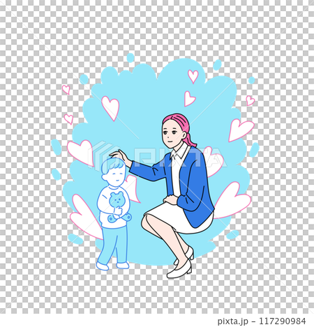子どもの頭を撫でる女性のイラスト　擁護者 117290984