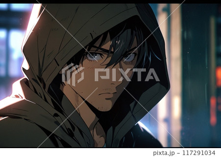 フードを被った怪しい男　二次元 117291034